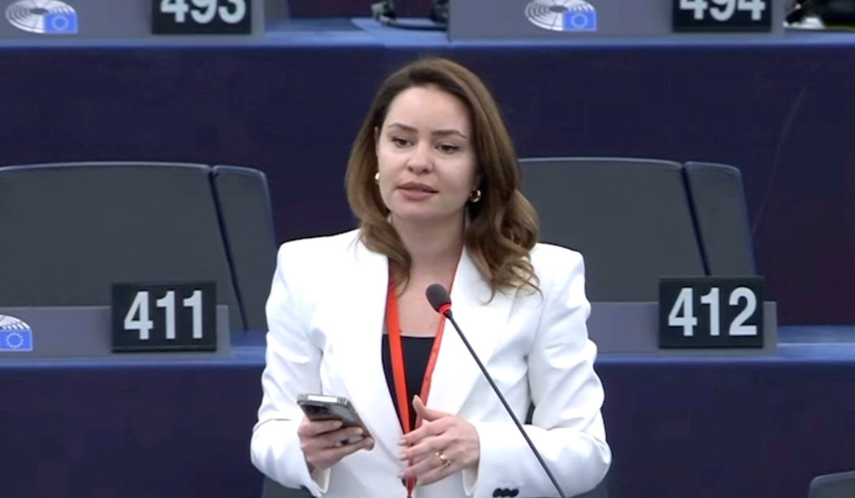 Sona Ghazaryan gives a speech at PACE Session